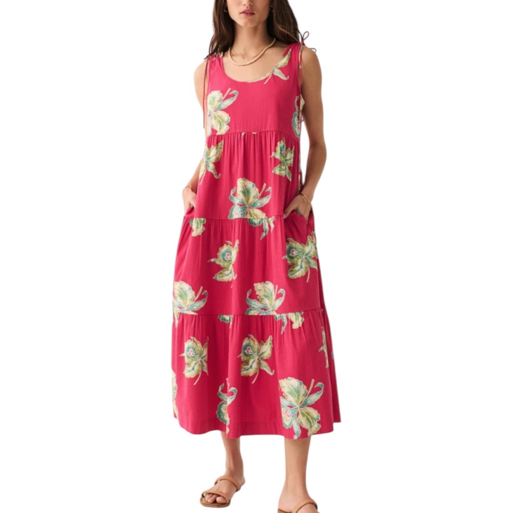 Faherty Pink Floral Maxi Dress